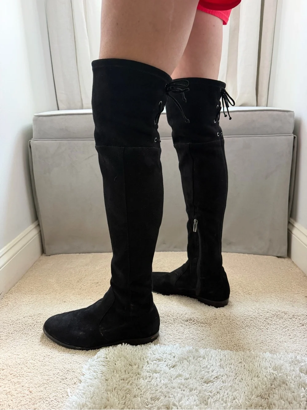 Vince Camuto Black Over-the-Knee Lace-Up Suede Boots